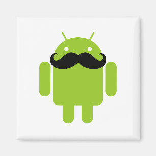 Android Robot Black Mustache Graphic Magneet