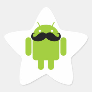 Android Robot Black Mustache Graphic Ster Sticker