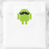 Android Robot Black Mustache Graphic Vierkante Sticker (Tas)
