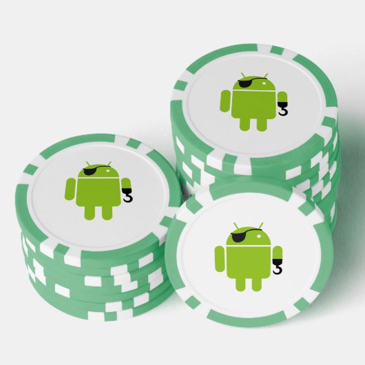 Android Robot Icon als piraat Poker Chips (Opstapeling)