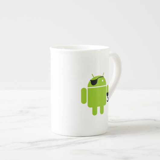 Android Robot Icon als piraat Porselein Kop (Voorkant rechts)