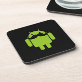Android Robot Icon Mustache op zwart Bier Onderzetter (Linkerzijde)