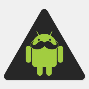 Android Robot Icon Mustache op zwart Driehoek Sticker