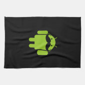 Android Robot Icon Mustache op zwart Theedoek (Horizontaal)