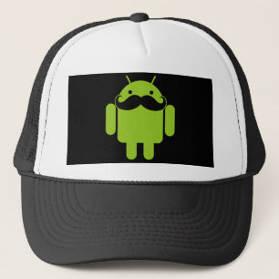 Android Robot Icon Mustache op zwart Trucker Pet