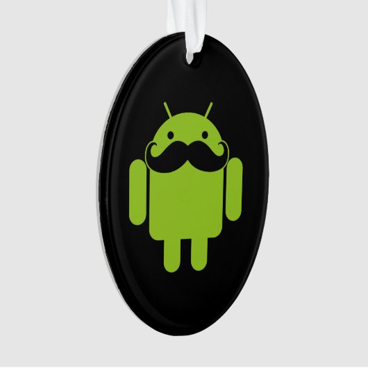 Android Robot Moustache Style sur Noir (devant)