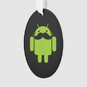 Android Robot Moustache Style sur Noir (devant)