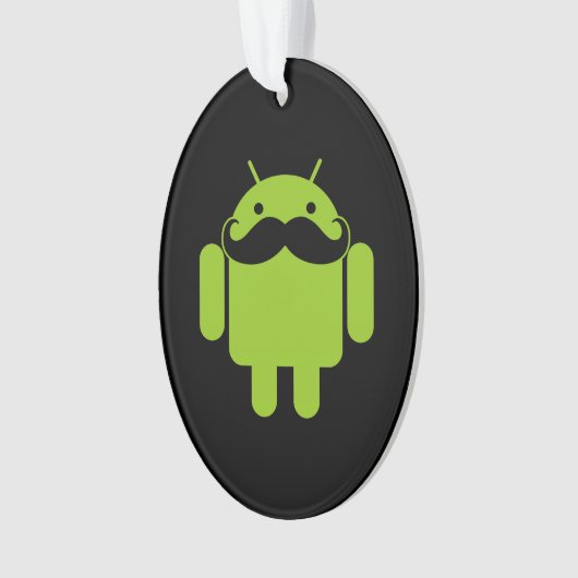 Android Robot Moustache Style sur Noir (devant)