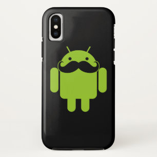 Android Robot Mustache op Black iPhone X Hoesje
