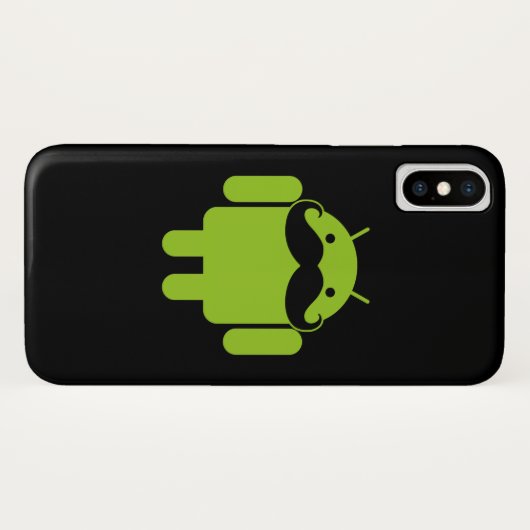 Android Robot Mustache op Black Case-Mate iPhone Case (Achterkant (horizontaal))