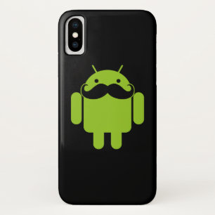 Android Robot Mustache op Black iPhone X Hoesje