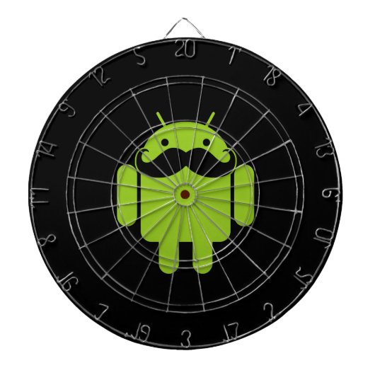 Android Robot Mustache op Black Dartbord (Voorkant)