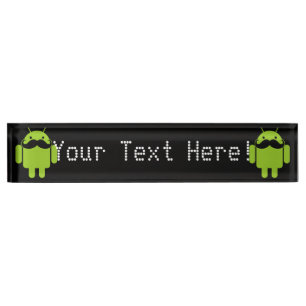 Android Robot Mustache op Black Naambordje