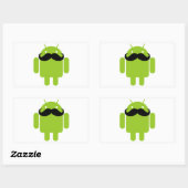 Android Robot Mustache Rechthoekige Sticker (Vel)
