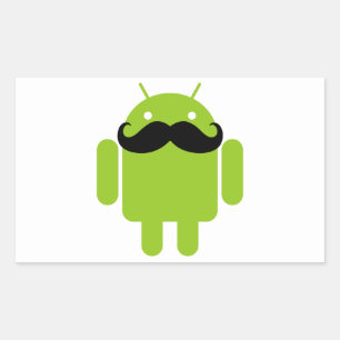 Android Robot Mustache Rechthoekige Sticker
