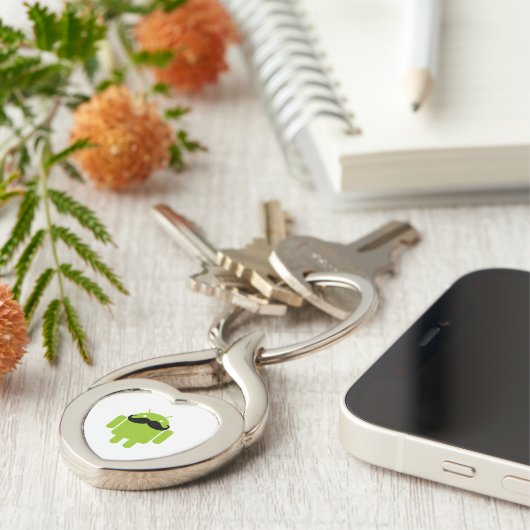 Android Robot Mustache Sleutelhanger (Zijkant)