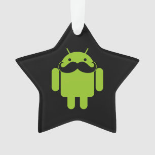 Android Robot Mustache Style on Black