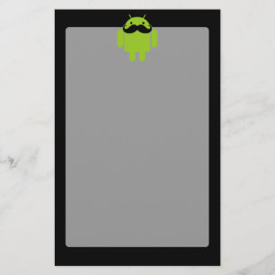 Android Robot Mustache Style op zwart Briefpapier