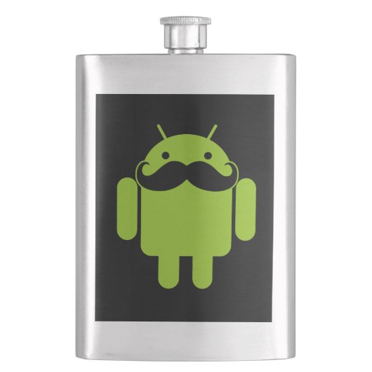 Android Robot Mustache Style op zwart Flacon (Voorkant)