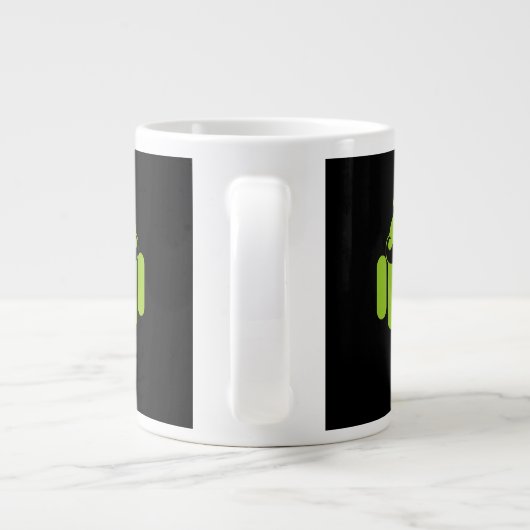 Android Robot Mustache Style op zwart Jumbo Mok (Achterkant)