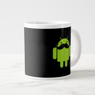 Android Robot Mustache Style op zwart Jumbo Mok