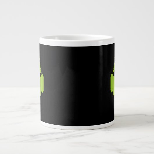 Android Robot Mustache Style op zwart Jumbo Mok (Voorkant)