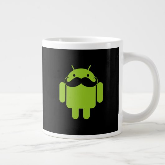 Android Robot Mustache Style op zwart Jumbo Mok (Rechts)