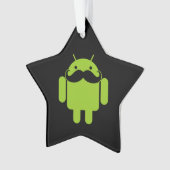 Android Robot Mustache Style op zwart Ornament (voorkant)