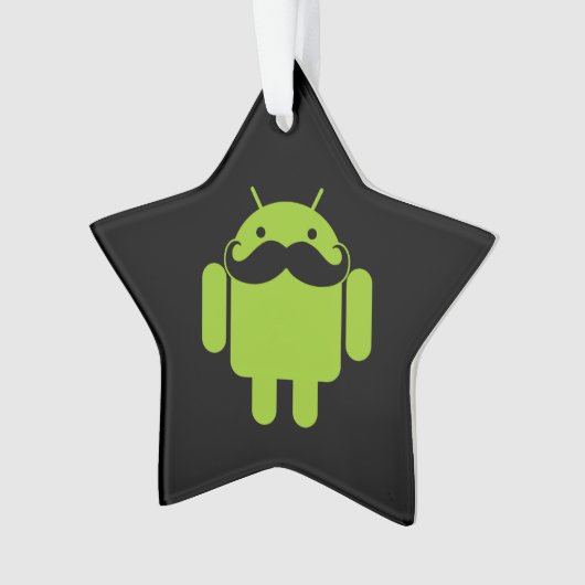 Android Robot Mustache Style op zwart Ornament (voorkant)