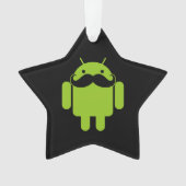 Android Robot Mustache Style op zwart Ornament (voorkant)