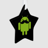 Android Robot Mustache Style op zwart Ornament (voorkant)