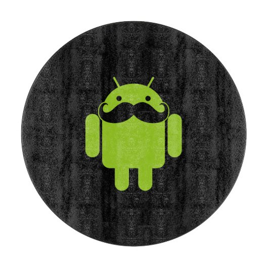 Android Robot Mustache Style op zwart Snijplank (Voorkant)