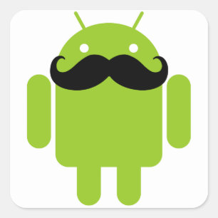 Android Robot Mustache Vierkante Sticker