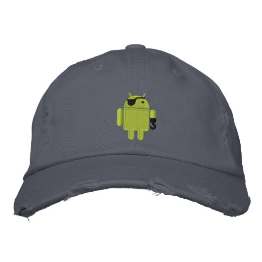 Android Robot Pirate Embroidery Pet (Voorkant)