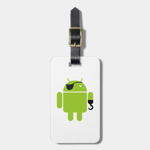 Android Robot Pirate Style Bagagelabel