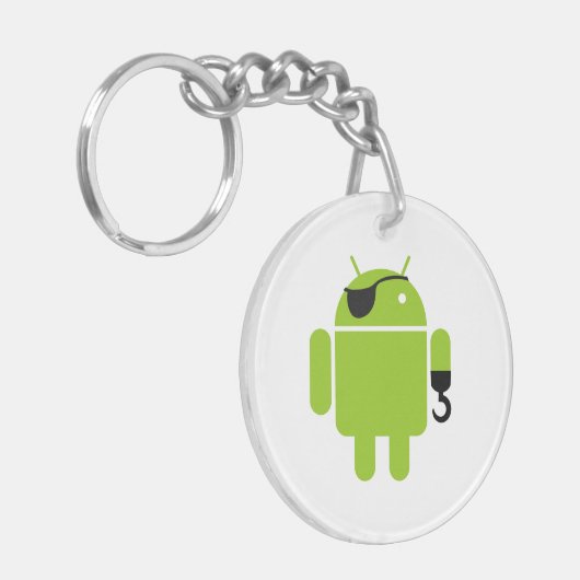 Android Robot Pirate Style Sleutelhanger (Voorkant Links)