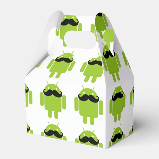Android Robot Whimsical Mustache Style Bedankdoosjes (Voorkant Zijde)
