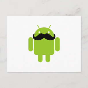 Android Robot Whimsical Mustache Style Briefkaart