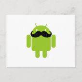 Android Robot Whimsical Mustache Style Briefkaart (Voorkant)