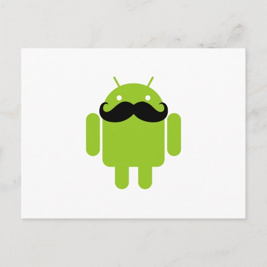 Android Robot Whimsical Mustache Style Briefkaart (Voorkant)