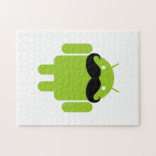Android Robot Whimsical Mustache Style Legpuzzel (Horizontaal)