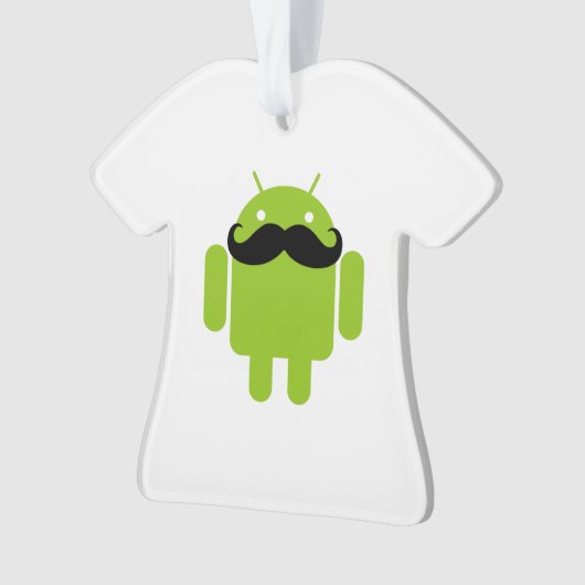 Android Robot Whimsical Mustache Style Ornament (voorkant)