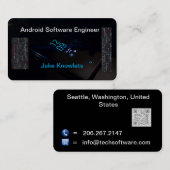 Android Software Engineer Premium Black Visitekaartje (Voorkant / Achterkant)