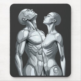 Android Union: Cyborg Couple Futuristic Mousepad Muismat