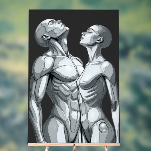 Android Union:Cyborg Couple Large Acrylic Wall Art (Neutre)