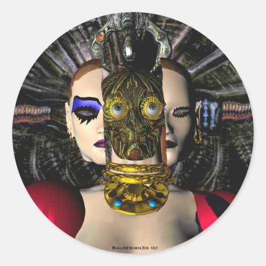 ANDROID XENIA SPACESHIP PILOT, Science Fiction Ronde Sticker (Voorkant)