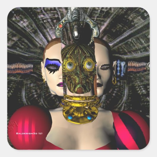 ANDROID XENIA SPACESHIP PILOT, Science Fiction Vierkante Sticker (Voorkant)