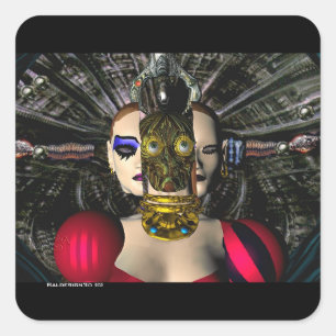 ANDROID XENIA SPACESHIP PILOT, Science Fiction Vierkante Sticker