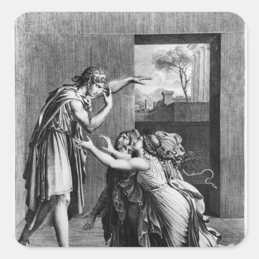 Andromache aan de poten van Pyrhus Vierkante Sticker (Voorkant)