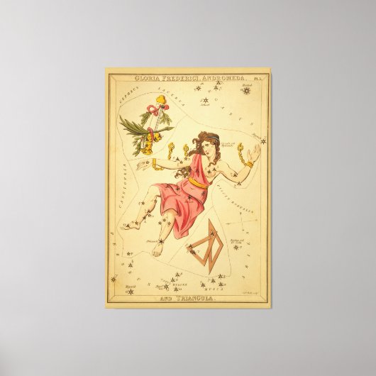 Andromeda -  Astronomisch Star Chart Afbeelding Canvas Afdruk (Voorkant)